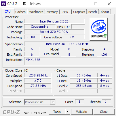 screenshot of CPU-Z validation for Dump [64kswa] - Submitted by  ludek  - 2015-09-26 01:11:07