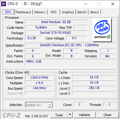 screenshot of CPU-Z validation for Dump [651jg7] - Submitted by  IdeaFix  - 2022-04-07 21:01:45