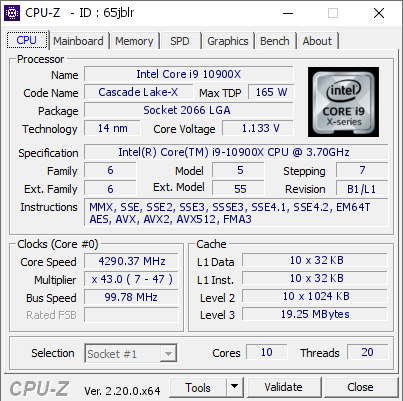 screenshot of CPU-Z validation for Dump [65jblr] - Submitted by  Anonymous  - 2026-05-19 11:12:21