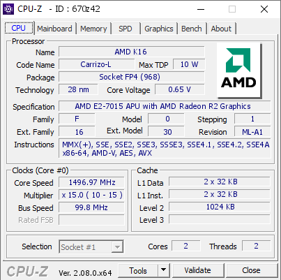 screenshot of CPU-Z validation for Dump [670z42] - Submitted by  DESKTOP-0S5LS19  - 2024-04-19 14:09:22