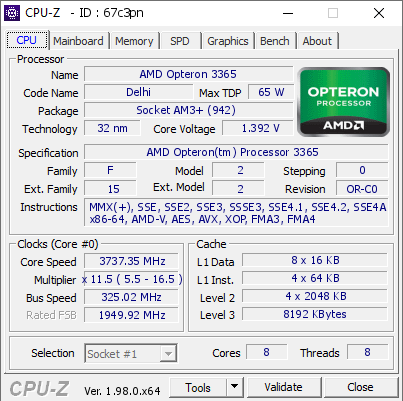 screenshot of CPU-Z validation for Dump [67c3pn] - Submitted by  Tech Tested  - 2022-01-30 12:58:46