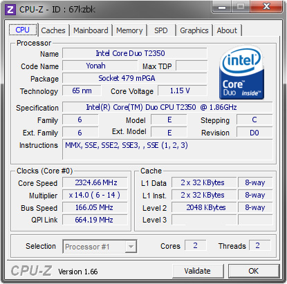 screenshot of CPU-Z validation for Dump [67kzbk] - Submitted by  USERPC  - 2015-02-14 18:02:50
