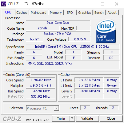 screenshot of CPU-Z validation for Dump [67q4hq] - Submitted by  DELLLAPTOP  - 2015-11-10 18:51:10