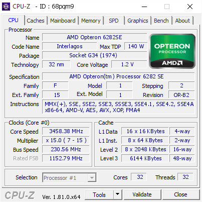 screenshot of CPU-Z validation for Dump [68pqm9] - Submitted by  DESKTOP-2EVHJV7  - 2017-11-18 16:05:29