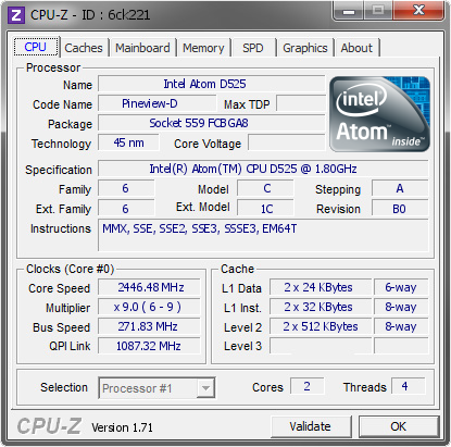 screenshot of CPU-Z validation for Dump [6ck221] - Submitted by  Sargento_Duke  - 2015-02-25 06:02:49