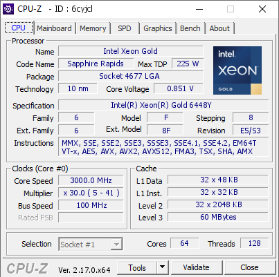 screenshot of CPU-Z validation for Dump [6cyjcl] - Submitted by  Anonymous  - 2026-02-20 23:16:35