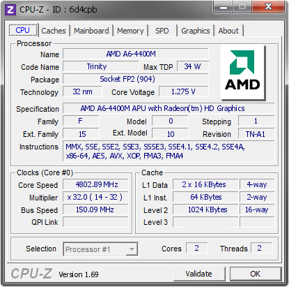 screenshot of CPU-Z validation for Dump [6d4cpb] - Submitted by  ALEX  - 2014-03-24 14:03:37