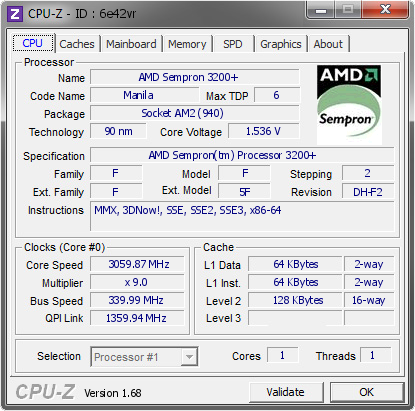 screenshot of CPU-Z validation for Dump [6e42vr] - Submitted by  bazlew  - 2014-03-08 17:03:02