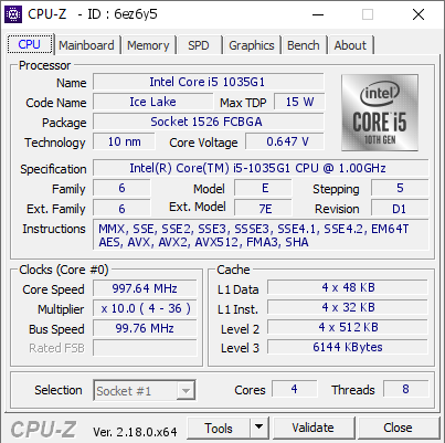 screenshot of CPU-Z validation for Dump [6ez6y5] - Submitted by  Anonymous  - 2026-03-13 11:11:59