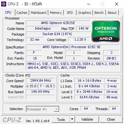 screenshot of CPU-Z validation for Dump [6f2afs] - Submitted by  Anonymous  - 2019-11-11 17:09:15