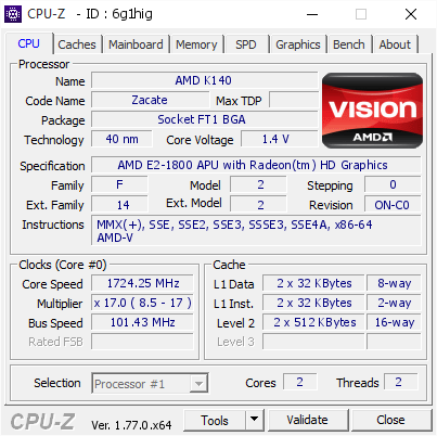 screenshot of CPU-Z validation for Dump [6g1hig] - Submitted by  Anonymous  - 2016-08-26 16:46:39