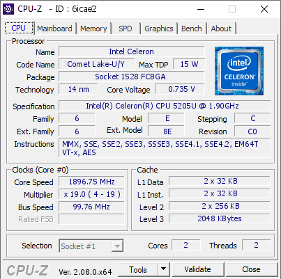 screenshot of CPU-Z validation for Dump [6icae2] - Submitted by  DESKTOP-AR68CQS  - 2023-10-18 17:09:15