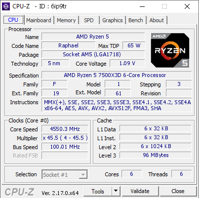 screenshot of CPU-Z validation for Dump [6ip9tr] - Submitted by  LavaPic  - 2026-03-02 12:38:19