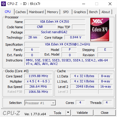 screenshot of CPU-Z validation for Dump [6kcx7r] - Submitted by  Loeschzwerg  - 2016-08-10 16:26:33