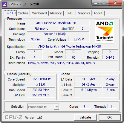 screenshot of CPU-Z validation for Dump [6ktbfr] - Submitted by  MRPACO-PC  - 2014-07-20 03:07:45