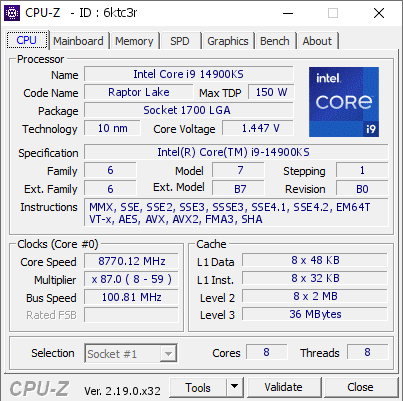 screenshot of CPU-Z validation for Dump [6ktc3r] - Submitted by    - 2026-04-11 10:41:58