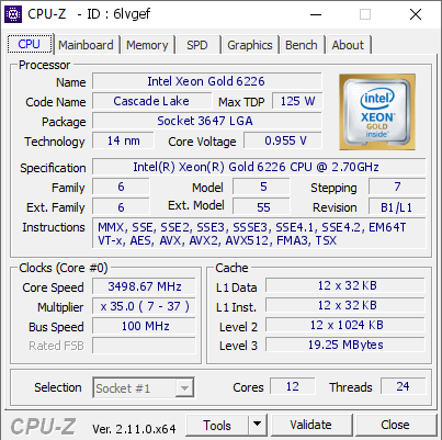 screenshot of CPU-Z validation for Dump [6lvgef] - Submitted by  Anonymous  - 2024-10-05 05:05:00
