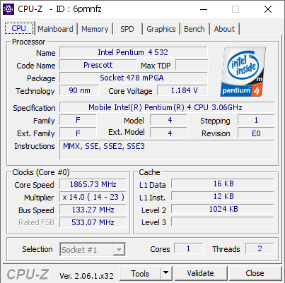 screenshot of CPU-Z validation for Dump [6pmnfz] - Submitted by  Antinomy  - 2024-04-23 13:37:17