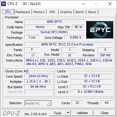 screenshot of CPU-Z validation for Dump [6ps1t1] - Submitted by  Josie Herzog  - 2023-03-11 21:54:36