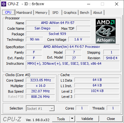 screenshot of CPU-Z validation for Dump [6r6sxw] - Submitted by  Max1024, Belarus Extreme Team  - 2021-11-25 15:41:37