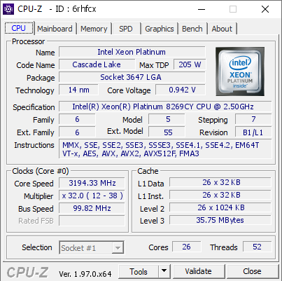 screenshot of CPU-Z validation for Dump [6rhfcx] - Submitted by  Anonymous  - 2021-10-12 06:51:35