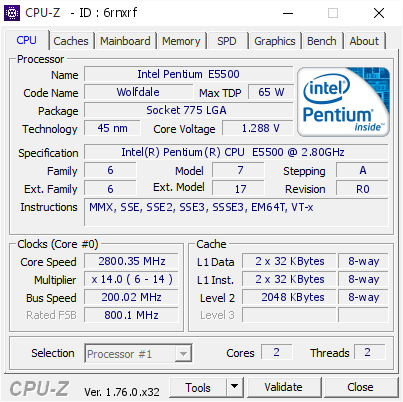 screenshot of CPU-Z validation for Dump [6rnxrf] - Submitted by  MICROSOF-925417  - 2016-06-30 04:08:05