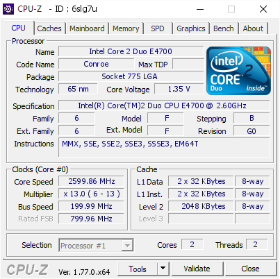 screenshot of CPU-Z validation for Dump [6slg7u] - Submitted by  Anonymous  - 2016-10-22 06:19:08