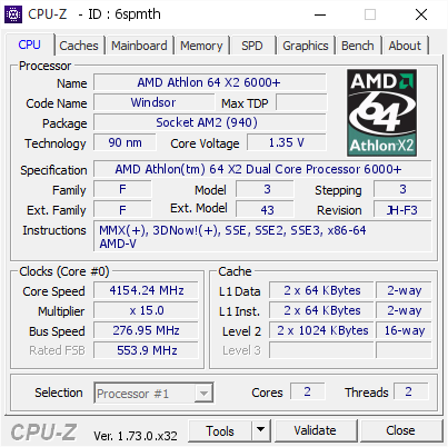 screenshot of CPU-Z validation for Dump [6spmth] - Submitted by  Sparks.nl  - 2024-08-04 19:42:35