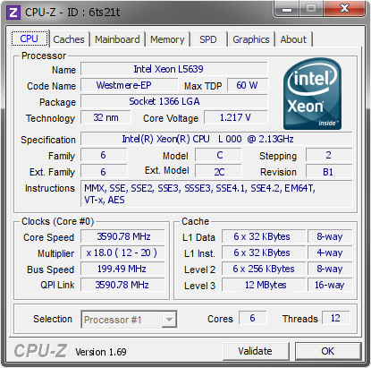 screenshot of CPU-Z validation for Dump [6ts21t] - Submitted by  PC201311301419  - 2014-04-19 15:04:55