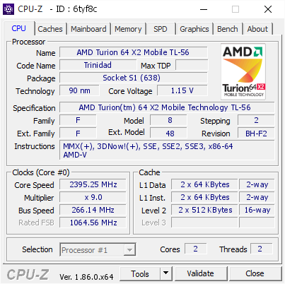 screenshot of CPU-Z validation for Dump [6tyf8c] - Submitted by  Anonymous  - 2018-10-23 18:54:42