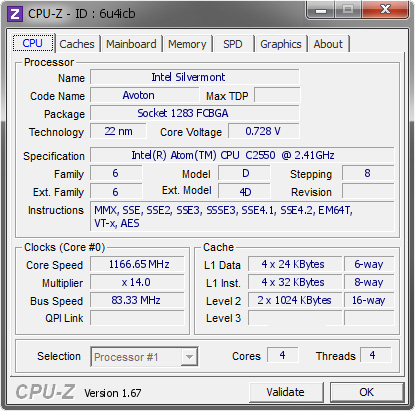 screenshot of CPU-Z validation for Dump [6u4icb] - Submitted by  SERVER  - 2013-12-26 14:12:57
