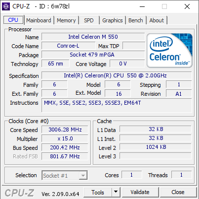 screenshot of CPU-Z validation for Dump [6w78zl] - Submitted by  WOJTAN84-PC  - 2024-03-23 19:22:52