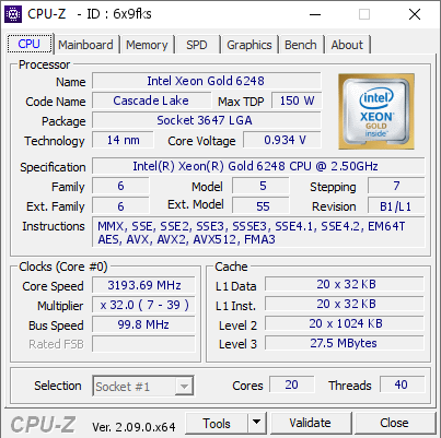 screenshot of CPU-Z validation for Dump [6x9fks] - Submitted by  Anonymous  - 2024-08-26 22:08:54