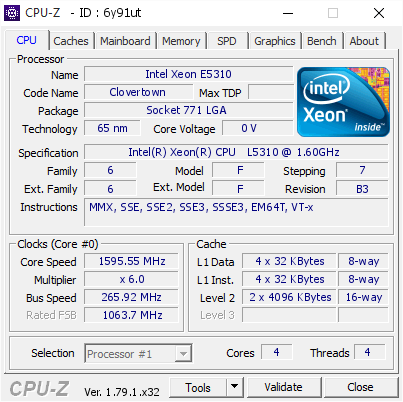 screenshot of CPU-Z validation for Dump [6y91ut] - Submitted by  MSNHGA7D7Z7VS66  - 2017-08-29 18:28:44