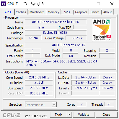 screenshot of CPU-Z validation for Dump [6ymgb3] - Submitted by  TEWA1111  - 2019-01-07 18:47:55