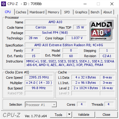 screenshot of CPU-Z validation for Dump [70t9bb] - Submitted by  Anonymous  - 2016-08-29 22:50:41