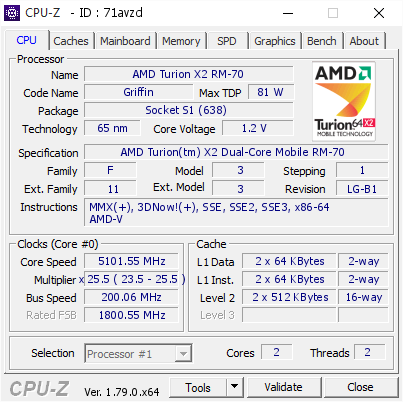 screenshot of CPU-Z validation for Dump [71avzd] - Submitted by  Anonymous  - 2017-05-02 15:13:49