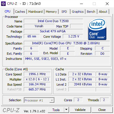 screenshot of CPU-Z validation for Dump [71cbn3] - Submitted by  IK-PC  - 2017-06-11 14:08:04