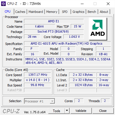 screenshot of CPU-Z validation for Dump [72lm9s] - Submitted by  RUBIO  - 2016-03-10 22:02:13