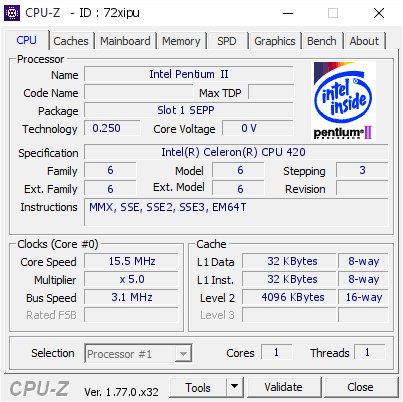 Intel Pentium Ii 15 5 Mhz Cpu Z Validator