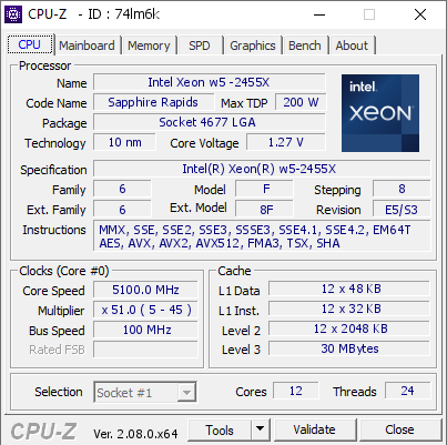screenshot of CPU-Z validation for Dump [74lm6k] - Submitted by  Zoson  - 2023-12-21 17:51:40
