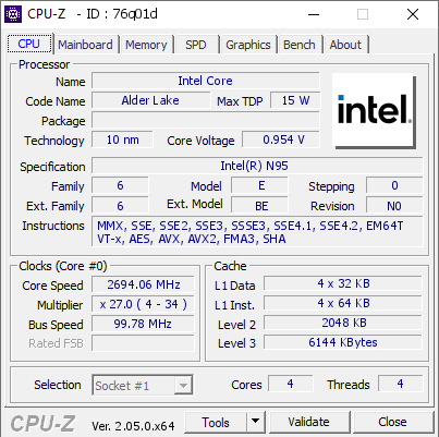 screenshot of CPU-Z validation for Dump [76q01d] - Submitted by  WINDOWS-CLSH1SV  - 2023-03-09 22:00:12