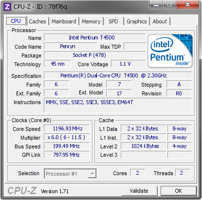 screenshot of CPU-Z validation for Dump [78f76q] - Submitted by  Fire Wolf  - 2014-11-23 14:11:23