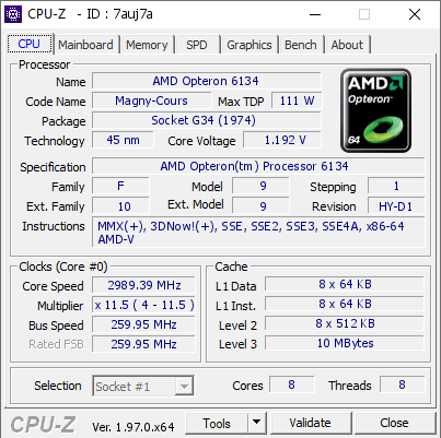 screenshot of CPU-Z validation for Dump [7auj7a] - Submitted by  Mr Paco  - 2021-11-03 14:03:48