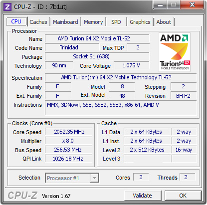 screenshot of CPU-Z validation for Dump [7b1utj] - Submitted by  JimmyFox  - 2013-11-04 16:11:31