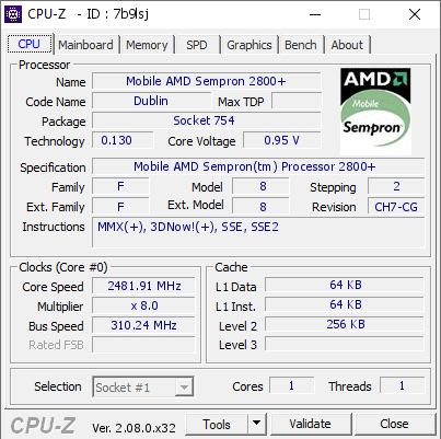 screenshot of CPU-Z validation for Dump [7b9lsj] - Submitted by  Ananerbe  - 2023-12-25 16:20:59