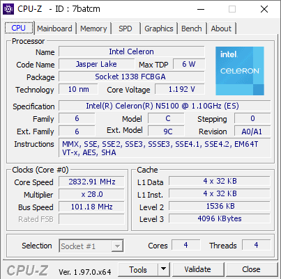 screenshot of CPU-Z validation for Dump [7batcm] - Submitted by  PC-202202040008  - 2022-02-26 08:07:38