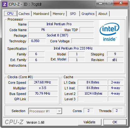 screenshot of CPU-Z validation for Dump [7cgtdr] - Submitted by  Xasser  - 2014-03-04 19:03:26