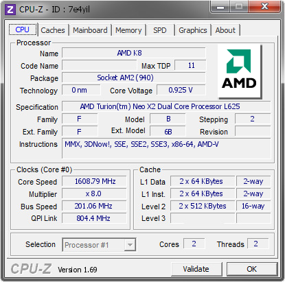 screenshot of CPU-Z validation for Dump [7e4yil] - Submitted by  JAMIE-PC  - 2014-06-02 04:06:18