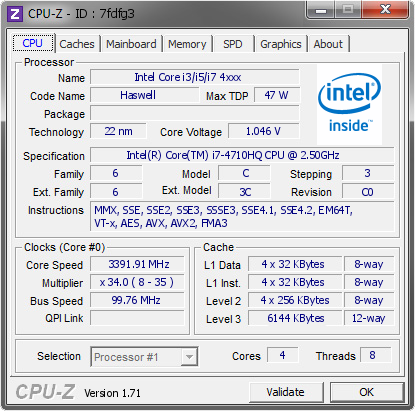 screenshot of CPU-Z validation for Dump [7fdfg3] - Submitted by  qadhi79  - 2015-01-01 19:01:54